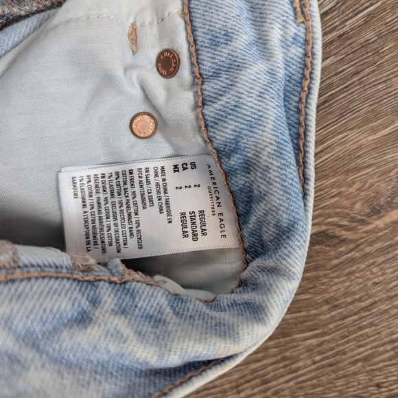 American Eagle Strigid Highest Rise Baggy Straight Jean Size 2 Crossover Waist - Picture 13 of 14